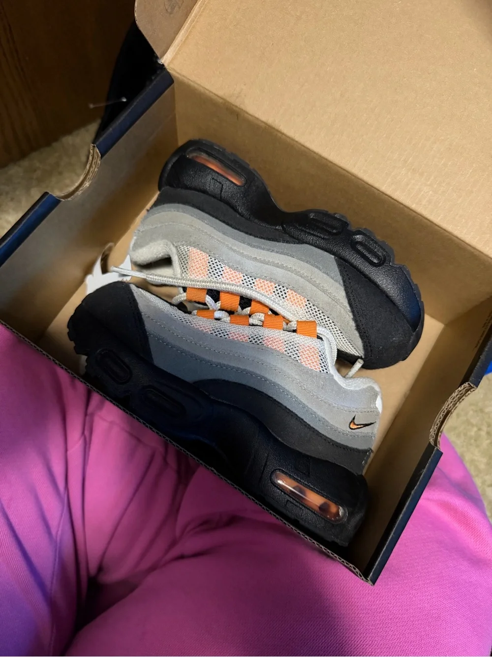 Nike Kids Black, Gray and Orange Air Max Style Sneakers